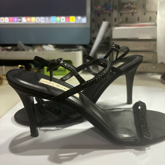 LORD & TAYLOR Women’s Black Illusion Studded Slingback Heels Sz 7M - Picture 2 of 6